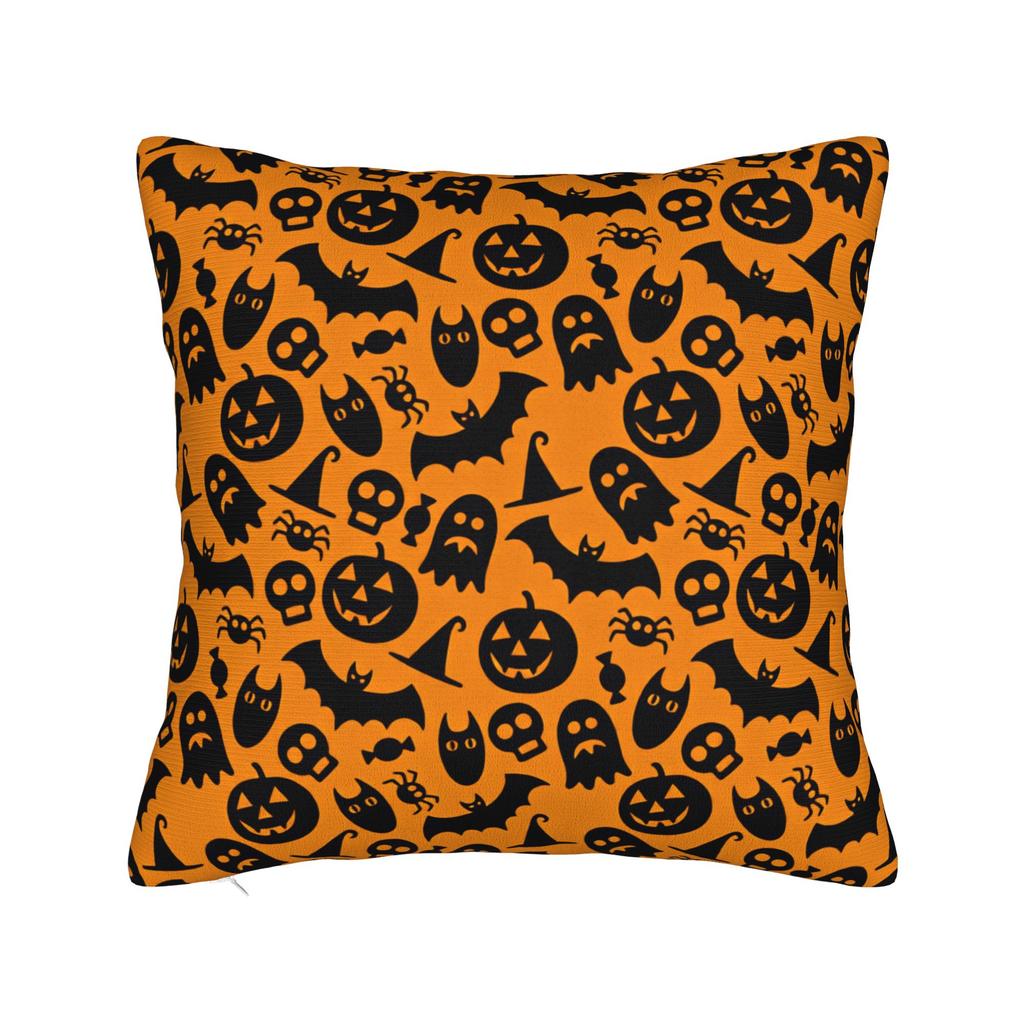Pillow Case Halloween Pumpkin Striped Geometric Seamless Pattern Comfy Pillow Cover For Sofa Car Home Decor Funny Pillowcases