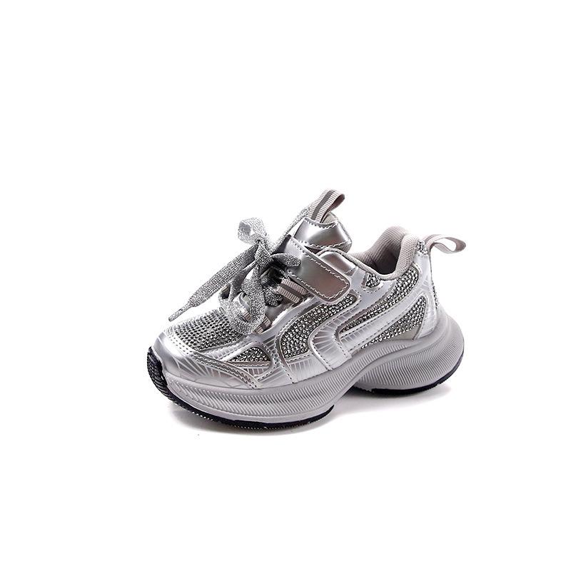 New style girls' dad shoes with rhinestones, stylish children's autumn and winter sneakers, breathable girls' shoes