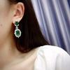 New Luxury Elegant Green Cubic Zirconia Dangle Earrings for Women New Item Wedding Engagement Accessories Gift Trendy Jewelry