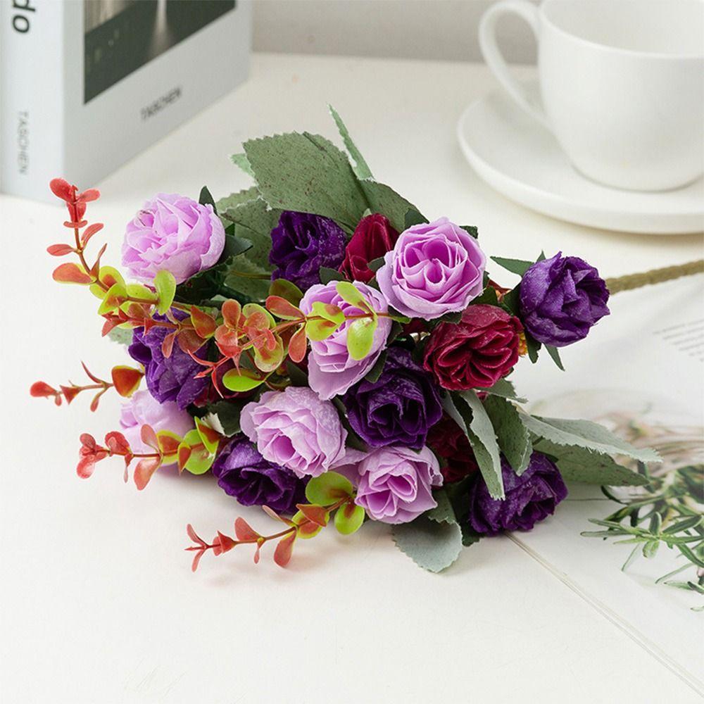 Multicolor Rose Bouquet Artificial Flower 21 Heads Simulation Flowers New Faux Rose Flower  Gifts