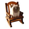 Small Hand-Carved Wooden Animal Figurine Cute Rocking Chair Cat/Dog/Fox Statue for Desk Home Office Decor