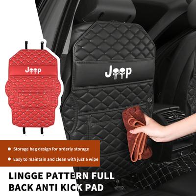 For Leather Car Interior Seat Anti Kick Pad Seat Backrest Mat Grand Cherokee Wrangler JK Renegade Gladiator Compass