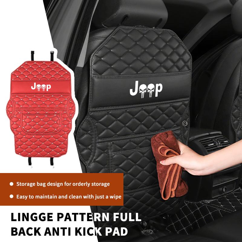 For Jeep Leather Car Interior Seat Anti Kick Pad Seat Backrest Mat Grand Cherokee Wrangler JK Renegade Gladiator Compass AKN1