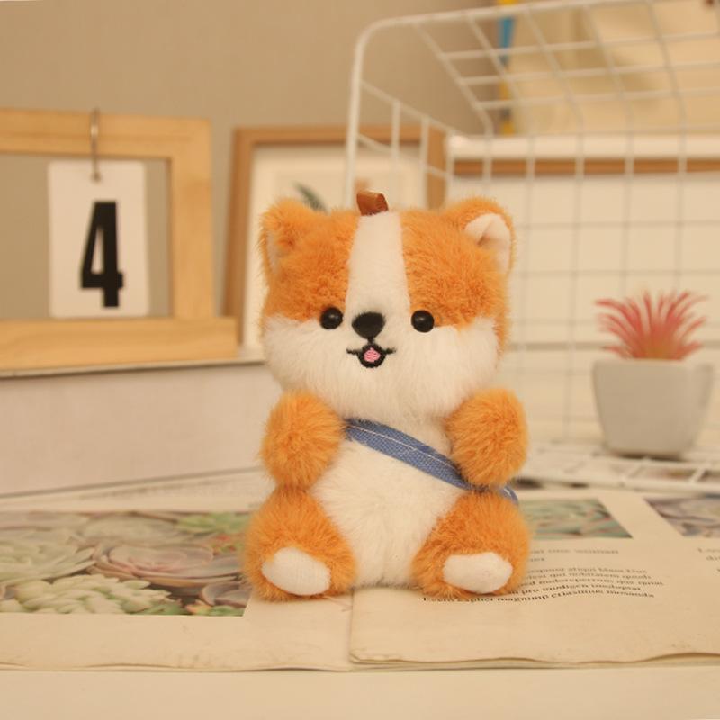Cute Corgi Pendant Plush Toy Doll Shiba Inu Puppy Dog Bag Pendant Keychain Rag Doll for Friends