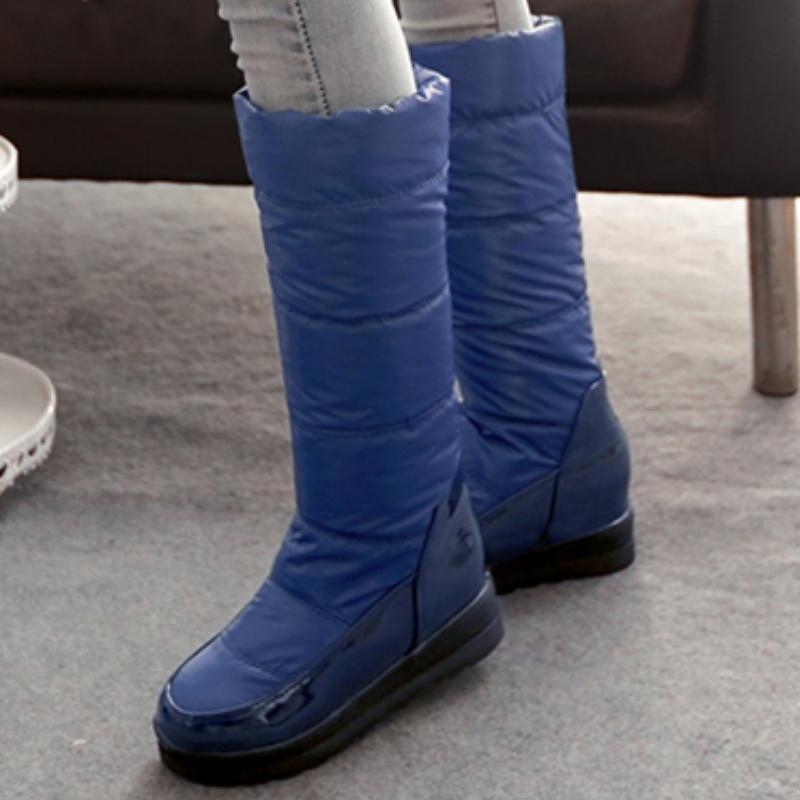 Warme Damen Winter Pelz Schneestiefel Neu 2024 Schwarz Rot Mid-Calf Stiefel Damen Keilabsatz Plateau Regen Schuhwerk Schuhe Damen Wasserdicht