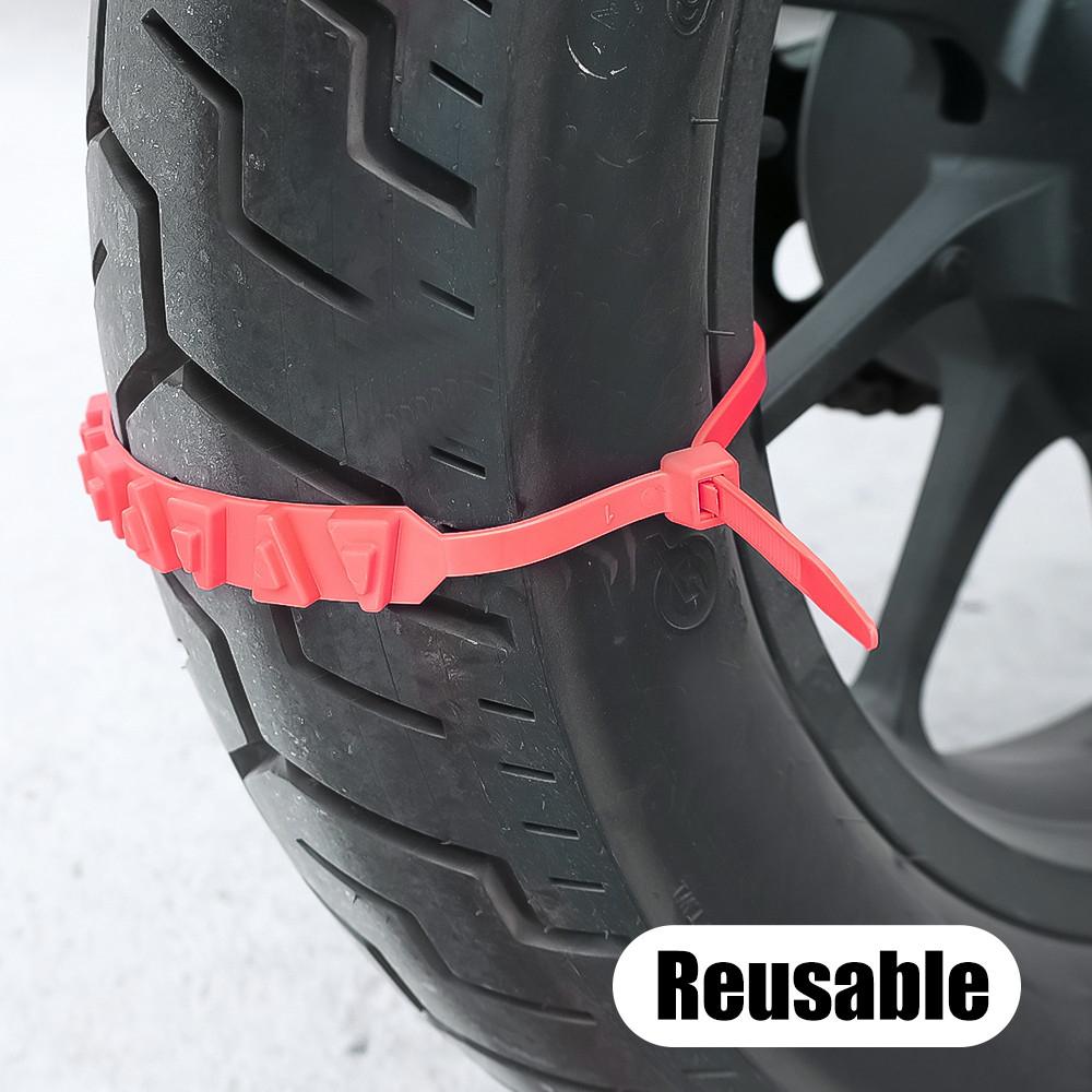 10x Red Nylon Triangle Tire Non-slip Snow Chains For Motorcycles Bicycles Wheels