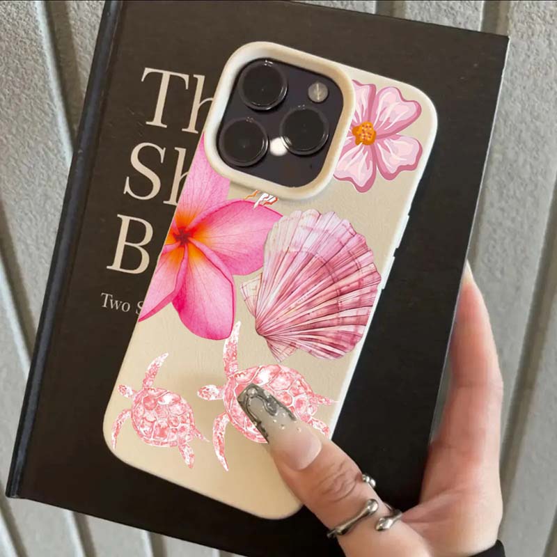 Hawaiianische Meeresschildkröte Rosa Blume Hülle für iPhone 17 Air 16 E 15 14 Plus 13 12 11 Pro Max XS Max Stoßfeste Weiche Silikonhülle