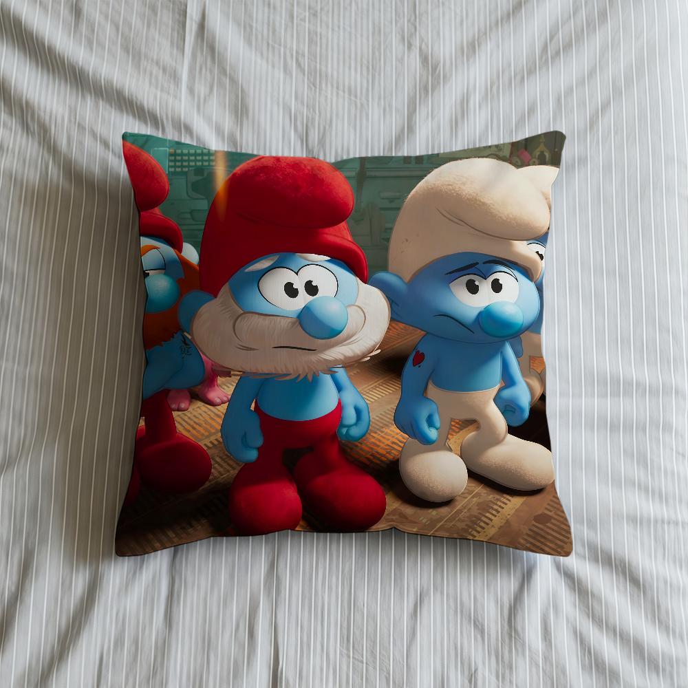 Cushion 2025 Cover Soft Case Cartoon Sofa Living Room Home Movie Comfortable Office Decor S-SmurffS-ES Protective Pillow
