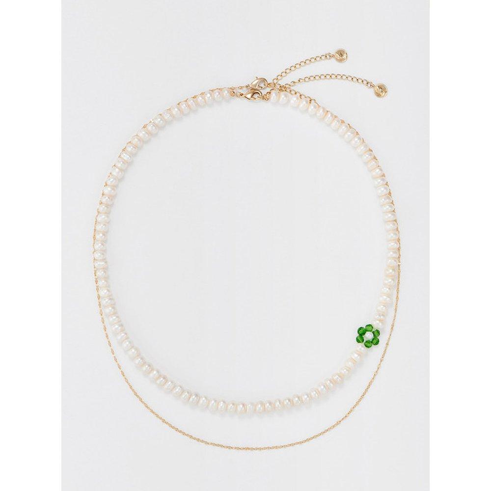 Beads Flower Pearl Choker Necklace Nz1026