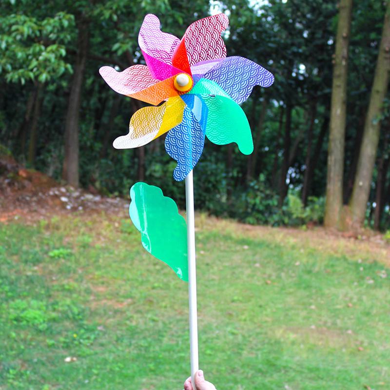 Beautiful 32Cm Wood Garden Yard Party Windmill Wind Spinner Ornament Decoration