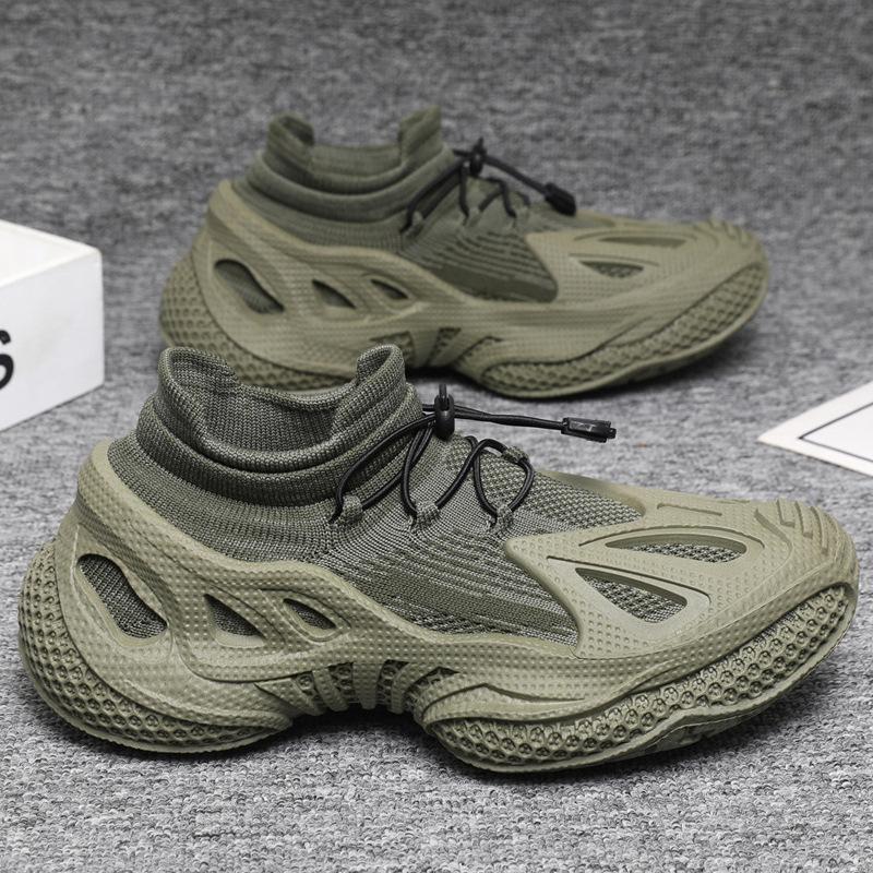 Men's shoes autumn new fashion versatile men's sports casual shoes elastic fly-woven breathable dad shoes