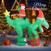 7.87FT LED Light Xmas Inflatable Santa Ride Dinosaur Toy Yard Festive Decor Ornaments Home Party Supplies Christmas Holiday Gift