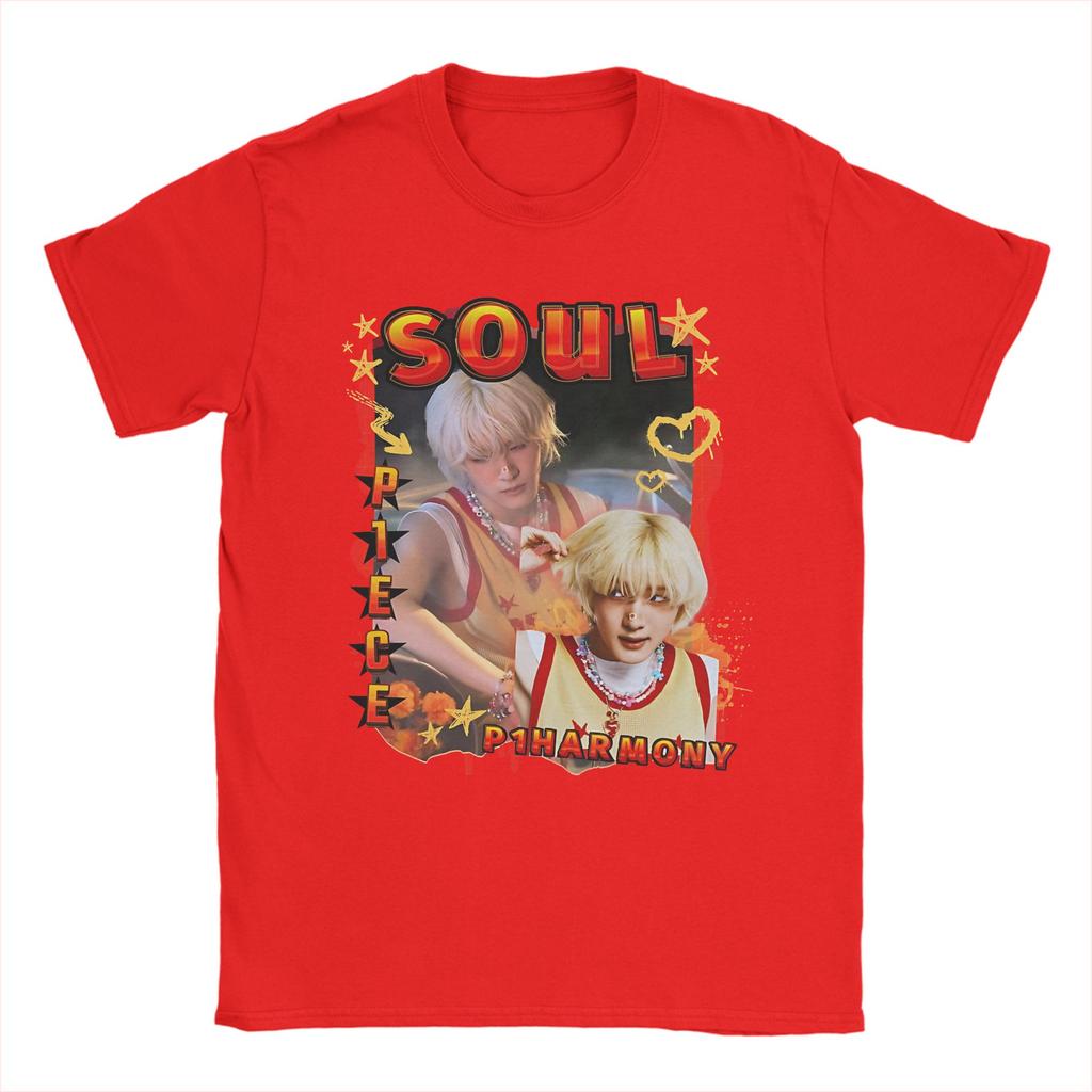 Cool P1Harmony Soul Koreansk Grupp KPop T-Shirt Män Rund Hals 100% Bomull T-Shirt Kortärmad T-Shirt Sommartoppar
