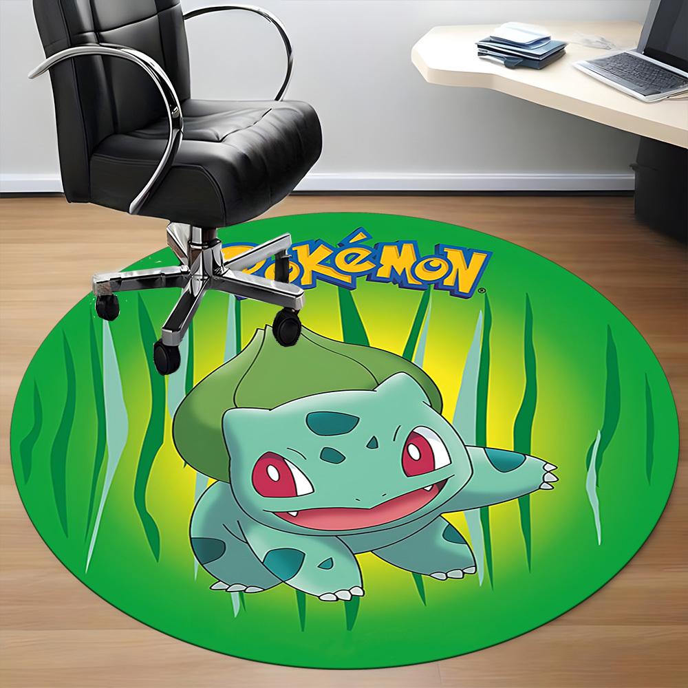 1PC Bulbasaur, Pokémon Office Round Rug, Non-slip, Soft and Durable Office Rug for Interior Decoration, Perfect for Office yy250915079
