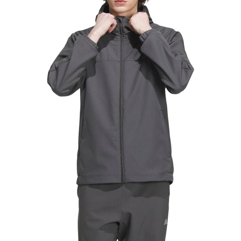 Adidas Solid Color Hooded Zip-Up Long Sleeve Jacket Men Jacket Gray IK7354