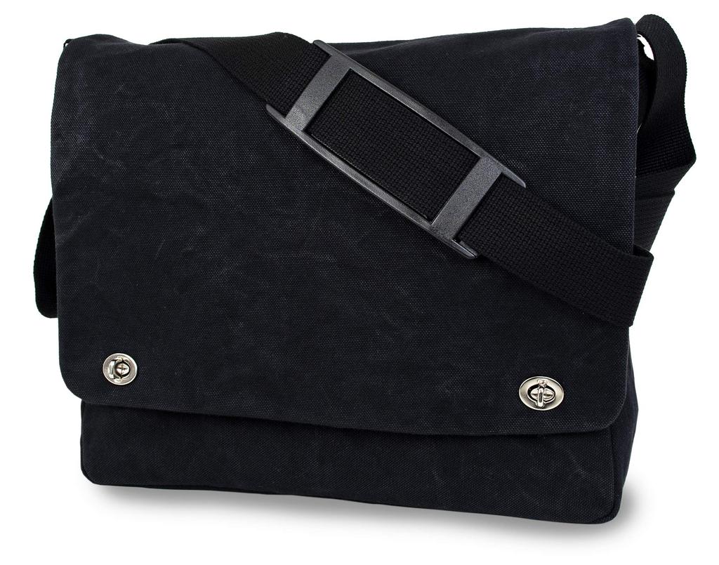 Hinomoto Canvas Shoulder Bag, Medium, Canvas, Twist Clasp, Crossbody, No. 106M (Black)