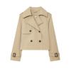 Fall New Women's Clothing British Style Double Row Ornament Casual Polo Collar Long Sleeves Short Trench Coat Jacket Outwear