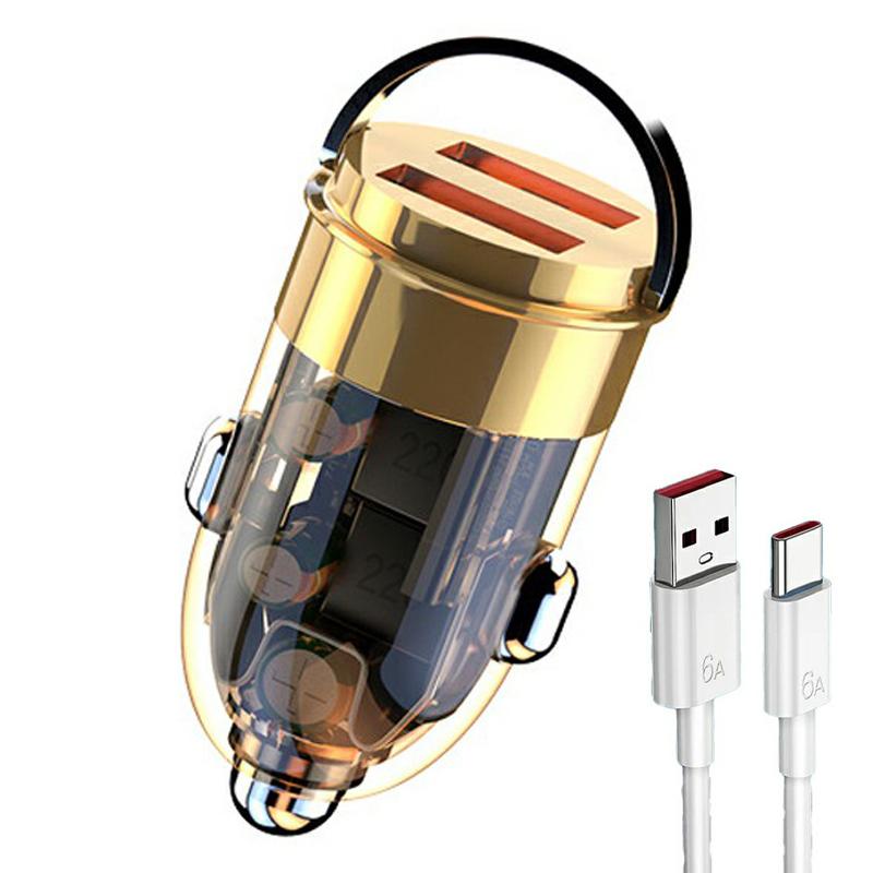 

Автомобільний зарядний пристрій G22S 12-24V 240W з подвійним USB-кабелем із цинкового сплаву для швидкої зарядки телефону та кабелем 6A