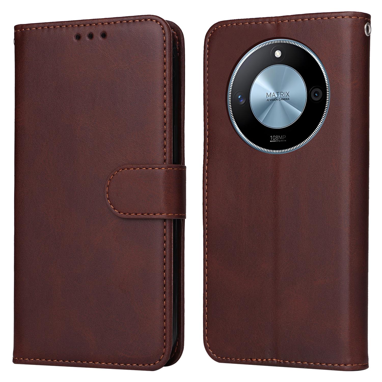 

Для Honor X60 5G Чехол-кошелек из ПУ кожи, откидной чехол-книжка для телефона Brown