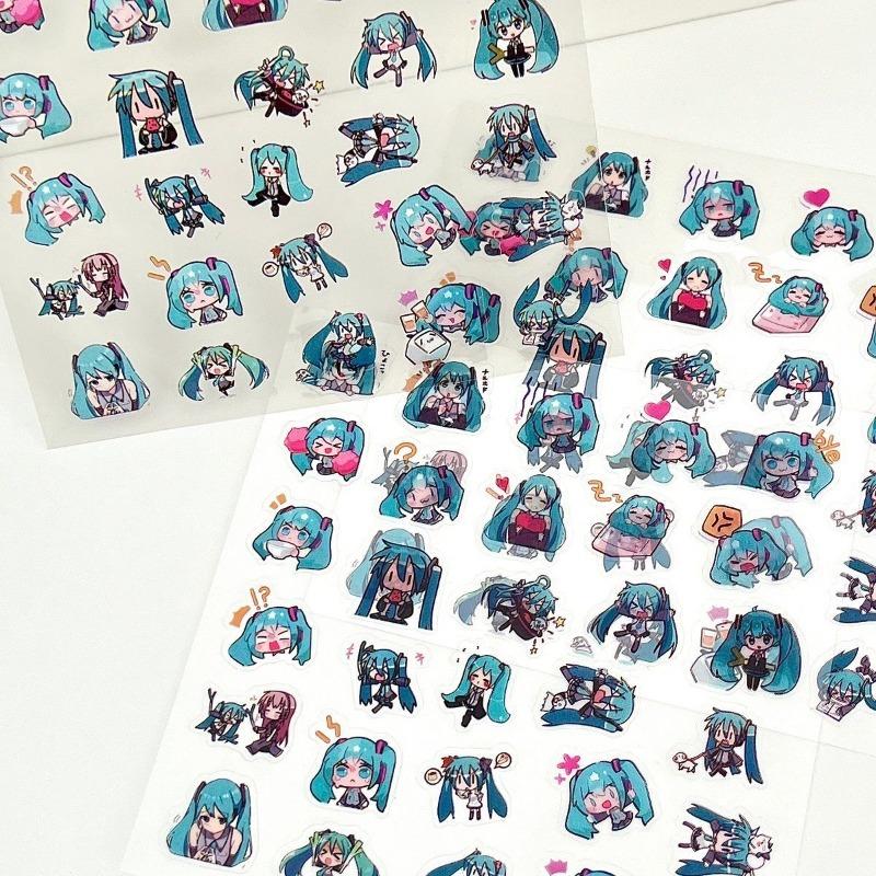 Anime Hatsune Miku Transparent Sticker Cartoon Peripheral Decorative Sticker Notebook Pen Mobile Phone Case Waterproof Stickers