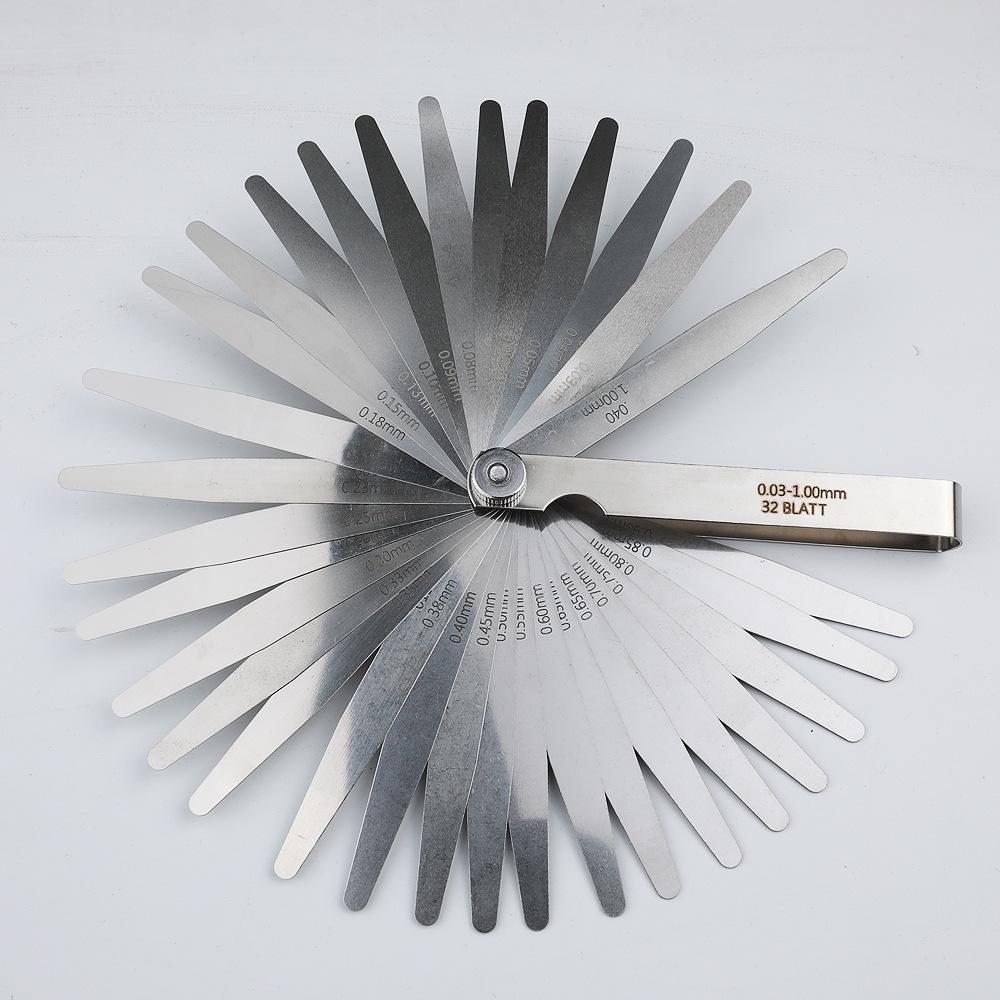 32-Piece Stainless Steel Feeler Gauge, 0.03-1mm (0.001-0.040 inch) Thickness Measurement Tool