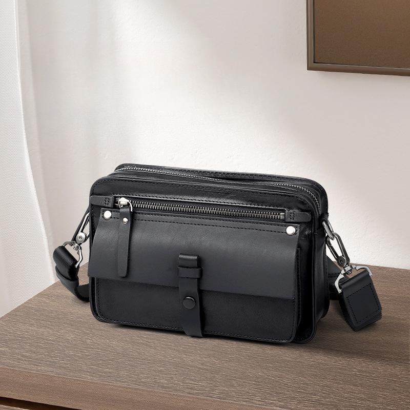 Genuine Leather Casual and Niche Men's Crossbody Bag Fashionable Commuting Top-grain Cowhide Men's Single-shoulder Bag