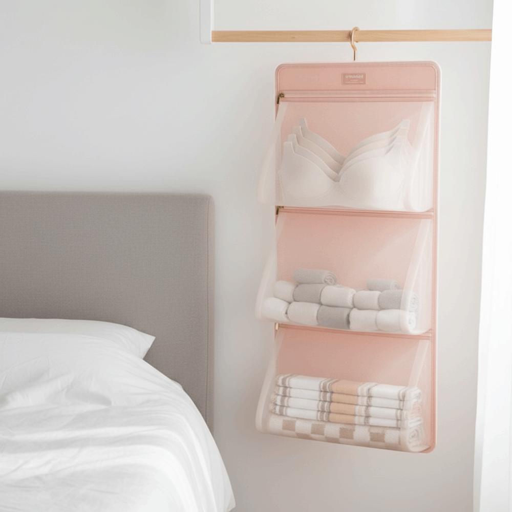 Foldable Underwear Storage Bag with Zipper Mesh Storage Bag Closet Organizer Wardrobe Storage