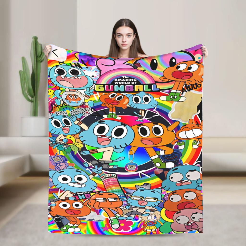 The Amazing World Of Gumball Soft Warm Blanket Camping Plush Throw Blanket Aesthetic Outdoor Flannel Bedspread Sofa Bed Cover