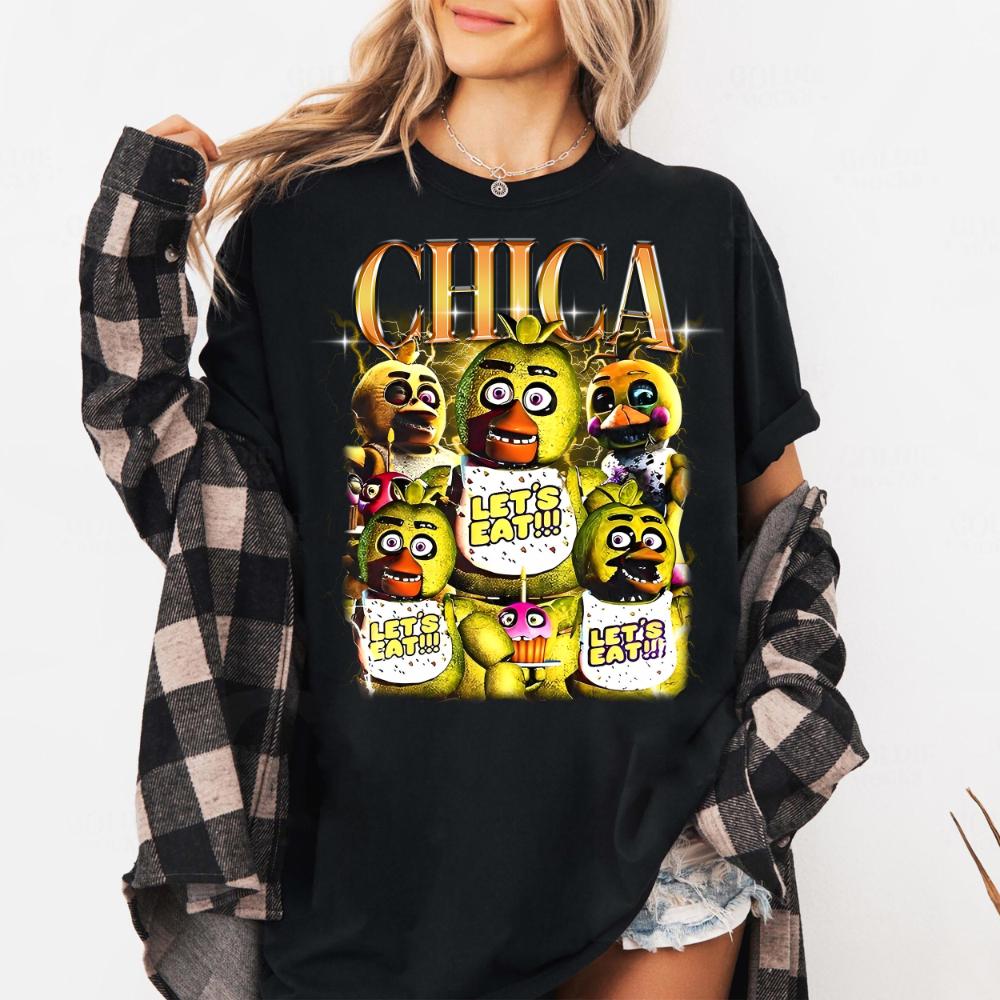Chica Five Nights At Freddys Shirt FNAF TShirt Cotton Game Tee TShirt Clothing Graphic Short Sleeve Shirt Unisex Unisex Women