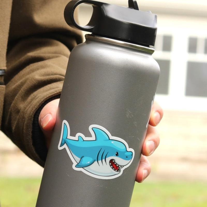 Shark Sticker, Cute Cartoon Sea Animal, Waterproof Sticker For Kids, Dishwasher Safe Sticker, Cute Sticker For Girls, Fun Sticker For Boys