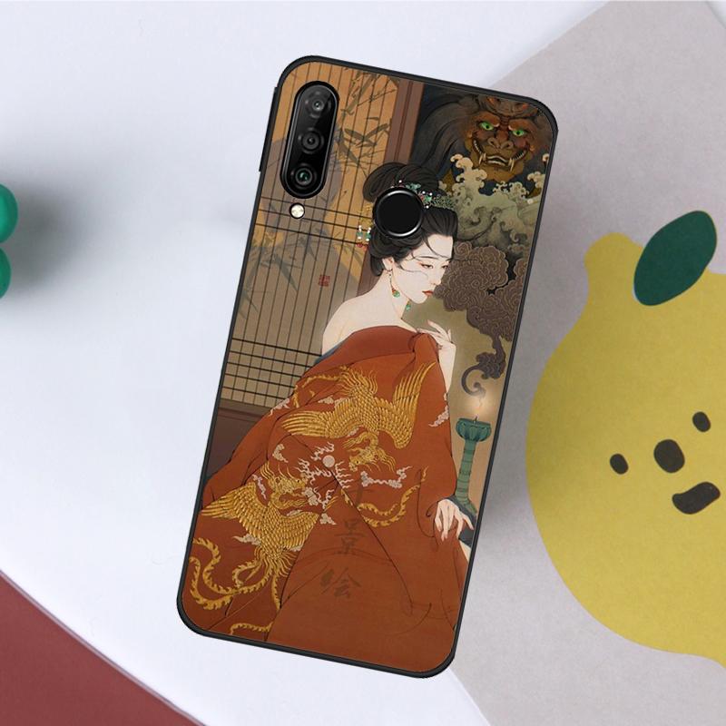 Japanische Kunst Kimono Tattoo Für Huawei Nova 5T 9 10 SE 7i 8i 11i 12i Y60 Y61 Y70 Y72 Y73 Y90 Y91 P20 P40 P30 Lite Hülle