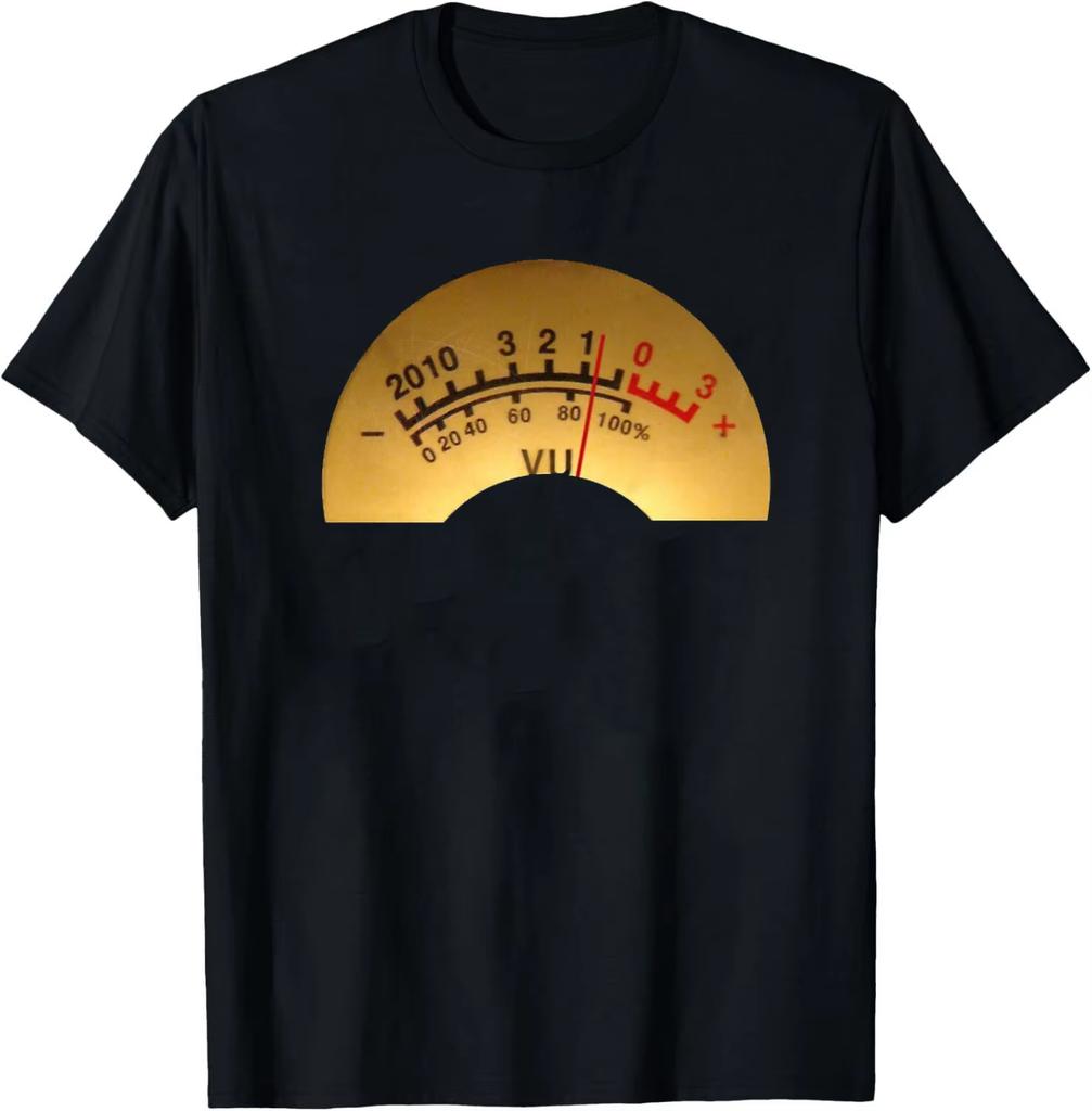 Volume Vu Meter Vintage Unisex Tshirt Audio Engineer Recording Crew Neck Summer Unisex Short Sleeve Casual Top Aesthetic Clothes