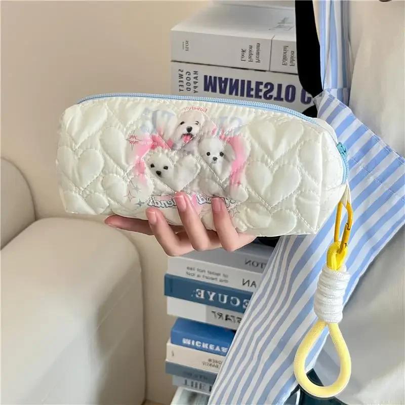 

Love Quilting Women s Storage Bags Cute Cartoon Print College Girls Pencil Case Cosmetic Bag Simple Female Clutch Purse Handbags