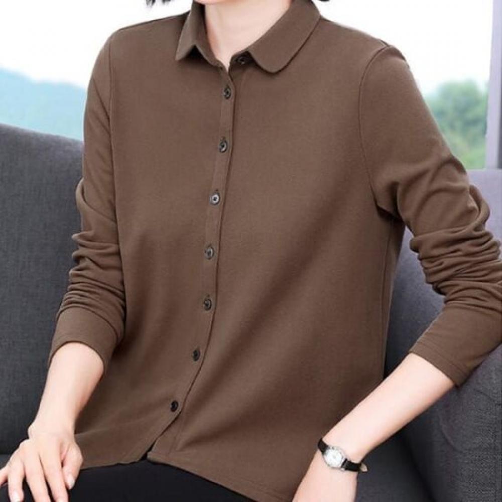 Navava Women Simple Daily Solid Long Sleeve Shirt Nb2923