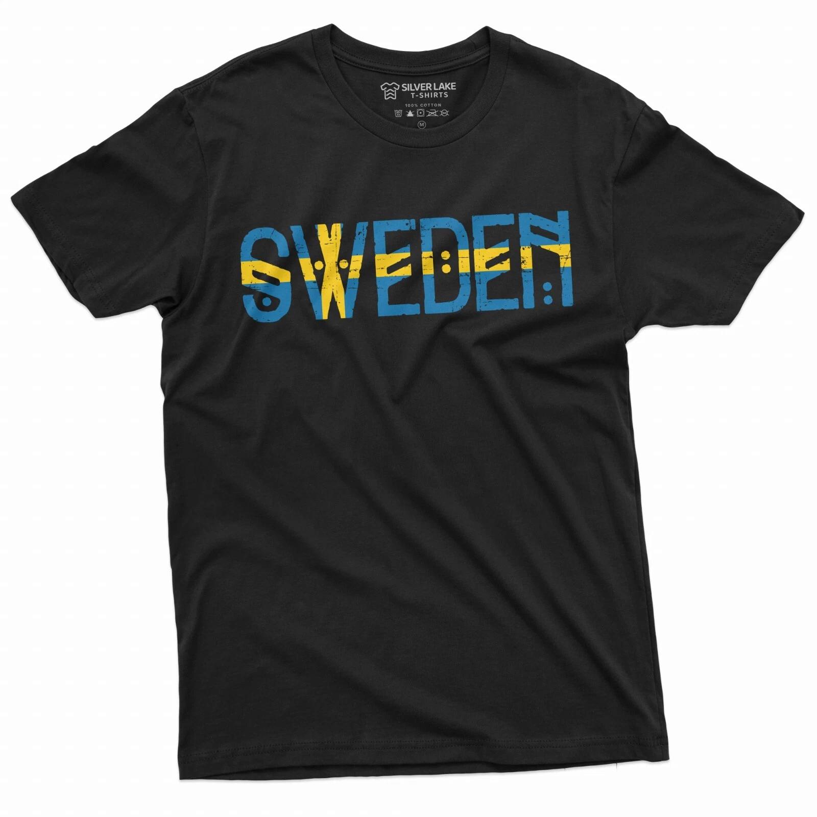 Men s Sweden T-shirt Konungariket Sverige Patriotic Country Nordic Norse Shirt XS