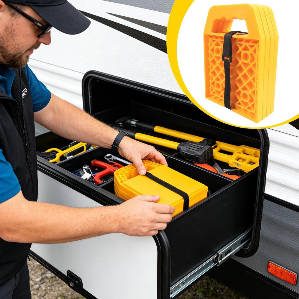 Almofadas para Niveladores de RV 4 Peças Antiderrapante Suporte Estável Bloco Estabilizador Blocos Almofadas para Macaco de RV Para Guindaste Reboque Caminhão de Reboque