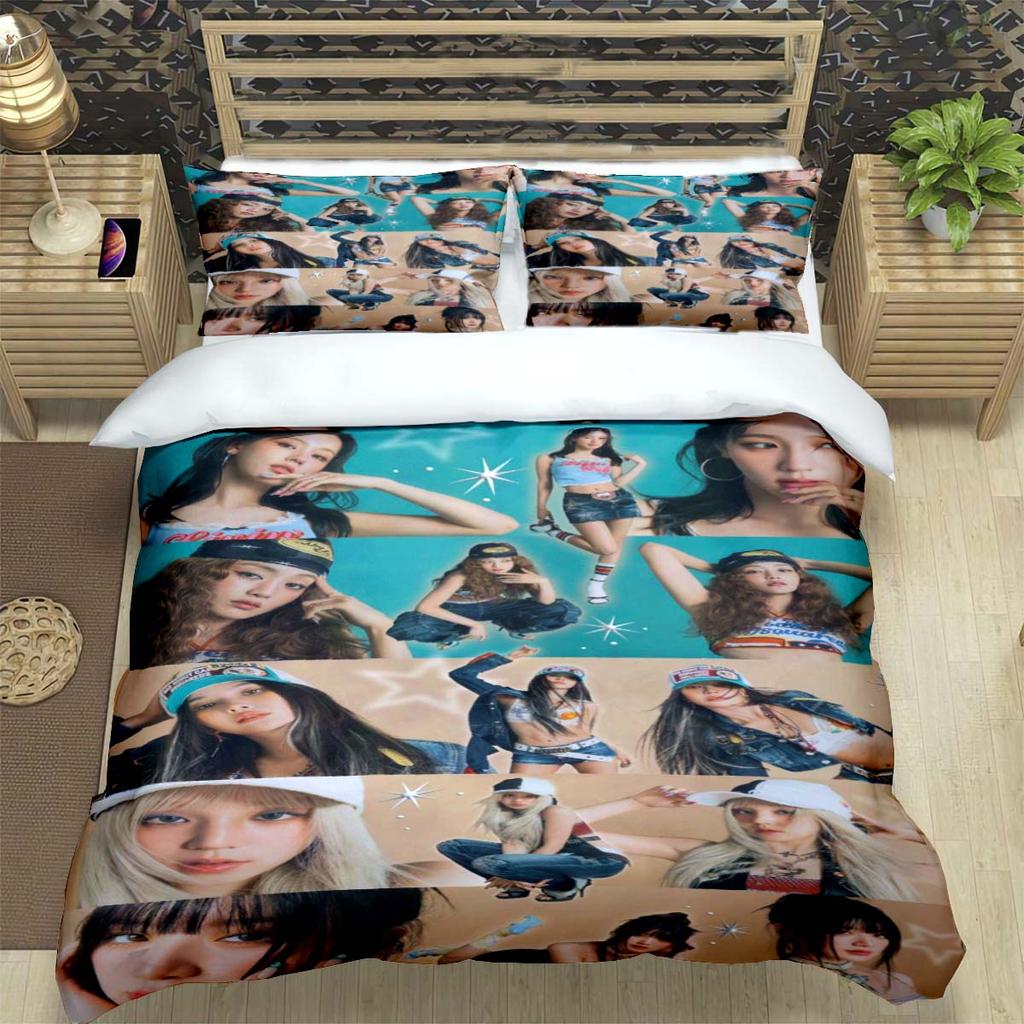 Korean Kpop Girl Group-Yuqi-Soyeonmiyeon-Suyin-Shuhua Print Bedding Set Duvet Cover Comforter Bed Youth Kids Girl Boys Gift