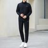 Li-Ning New Era Jednobarevný Zipový Stojáček Ležérní Svetr Tepláky Mikina Set Unisex Set Černá AWET033-1