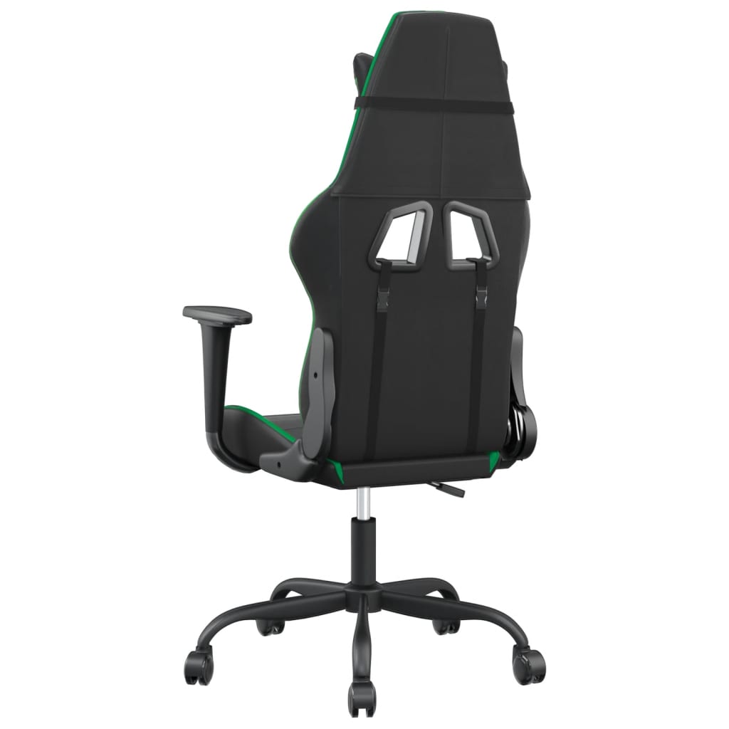 Gaming Chair with Massage Function Black and Green Artificial Leather