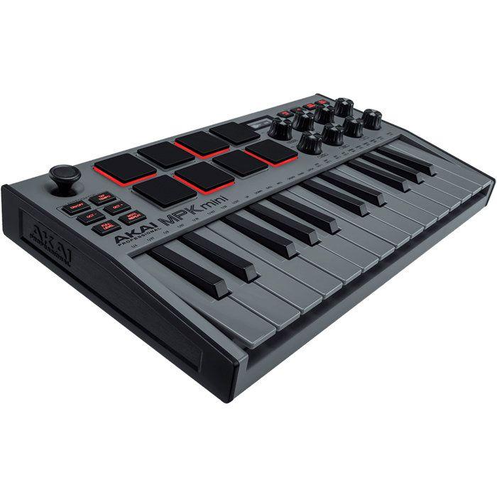 Clavier MIDI - Akai - MPK Mini MkIII - 25 Touches - 8 Pads - Écran OLED - Gris