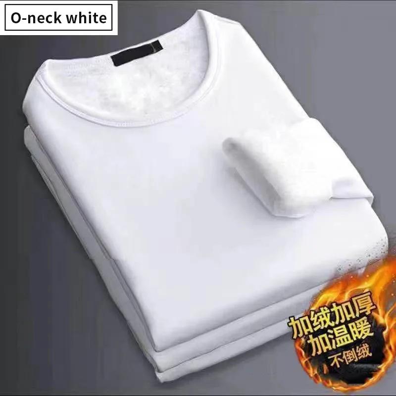 Herren Plüsch Thermisches Langarm T-Shirt Unterhemd Rundhals Shirt Mode Plus Samtgefüttertes T-Shirt