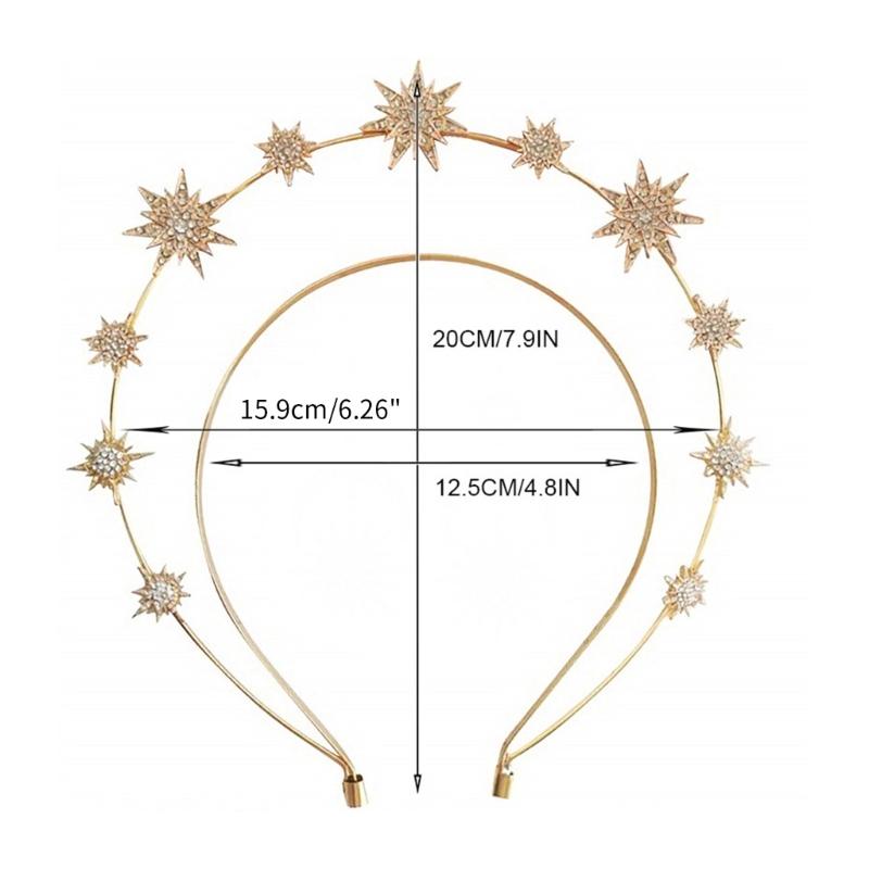 Double Layer Rhinestone Hair Hoop Alloy Headband with Hexagram Star Colorful Christmas Party Women Styling Headwear