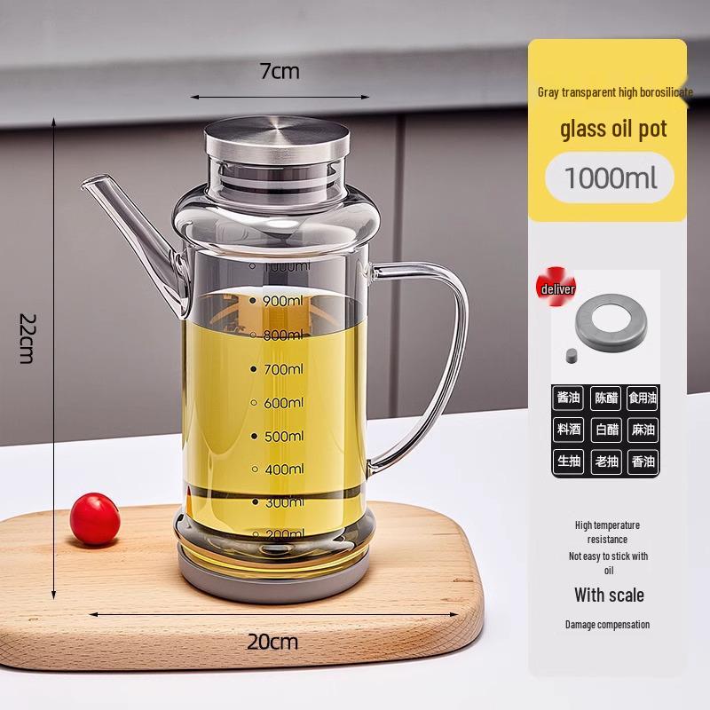 Glass Oil Dispenser: Leak-Proof, Precise Measurement for Cooking Oils, Soy Sauce, or Vinegar. Perfect for Your Kitchen.