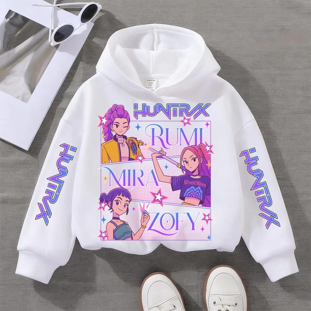 Kpop Demon Hunter Anime Hoodie Girls' Clothing Saja Cosplay Cartoon Pattern Sweatshirt Y2K Casual Everyday Pullover Hoodie