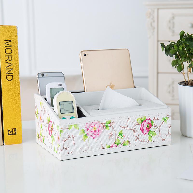 Multifunctional Tissue Box with Stationery Remote Control Box, Decorative Tissue Pen Remote Organizer for Home/Office/Restaurant