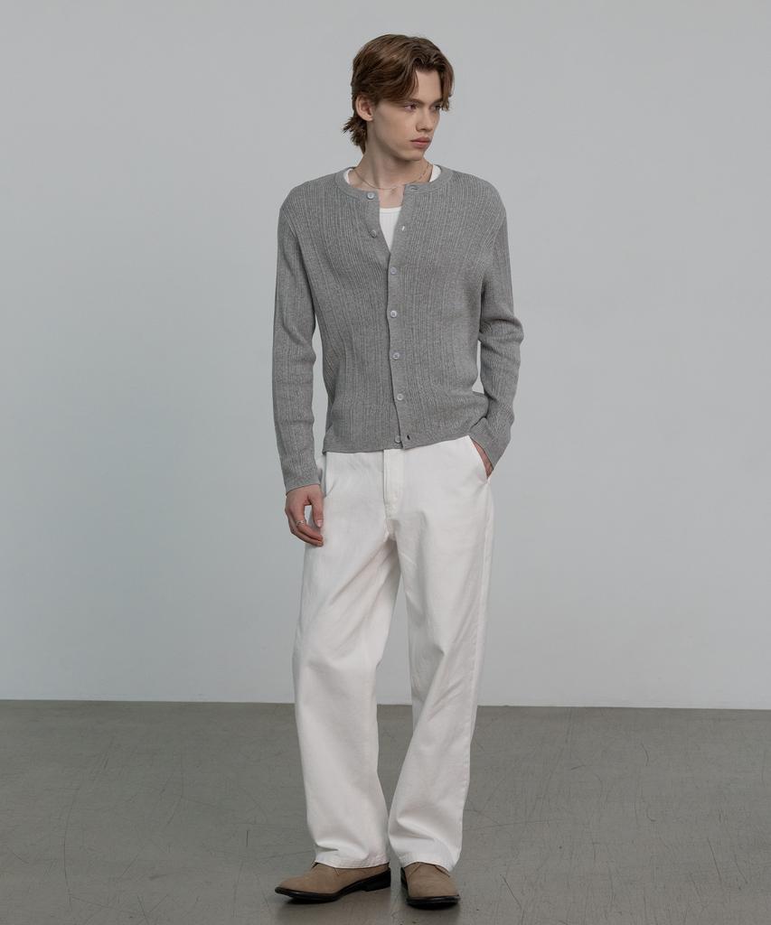 DECOROSO Mix Ribbed Round Cardigan [Gray]