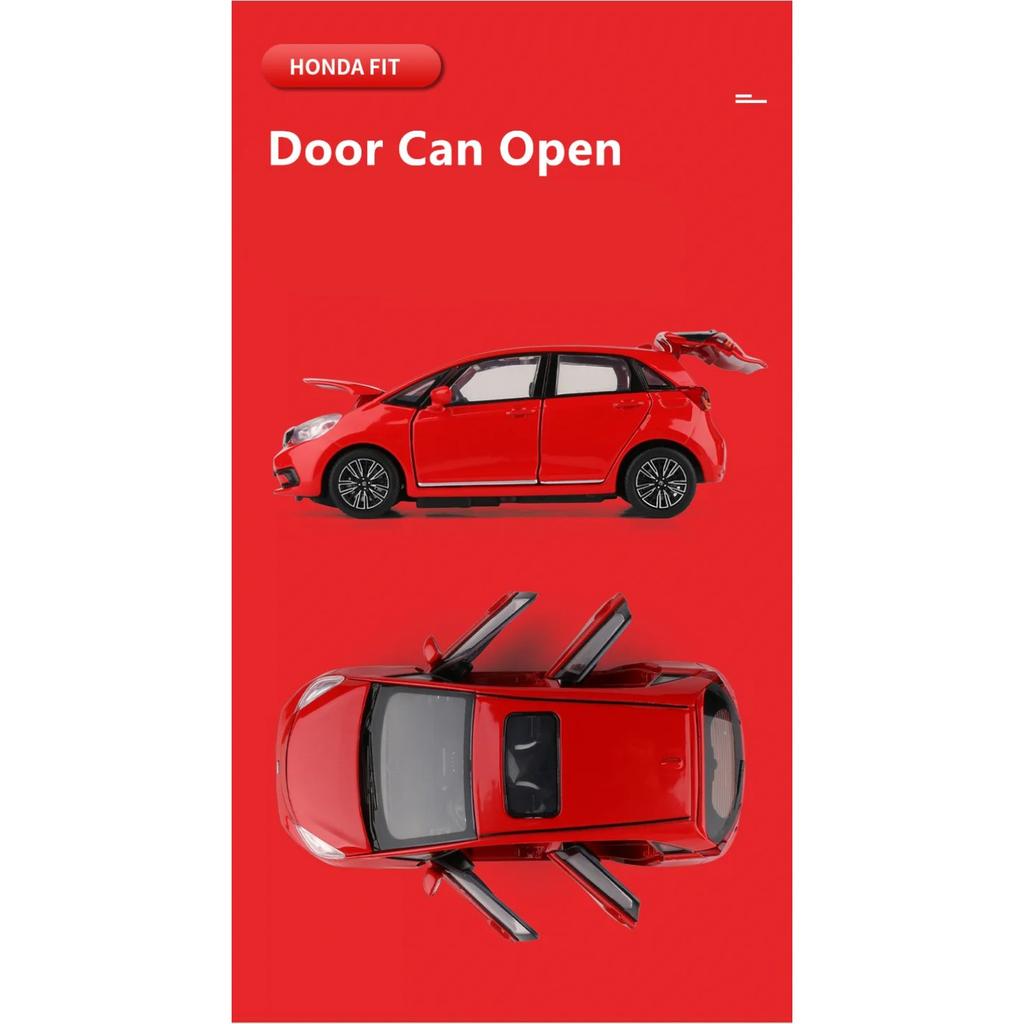 1/32 HONDA Fit GK5 Alloy Car Model Diecast Metal Toy Vehicles Car Model High Simulation Sound and Light Collection Children Gift