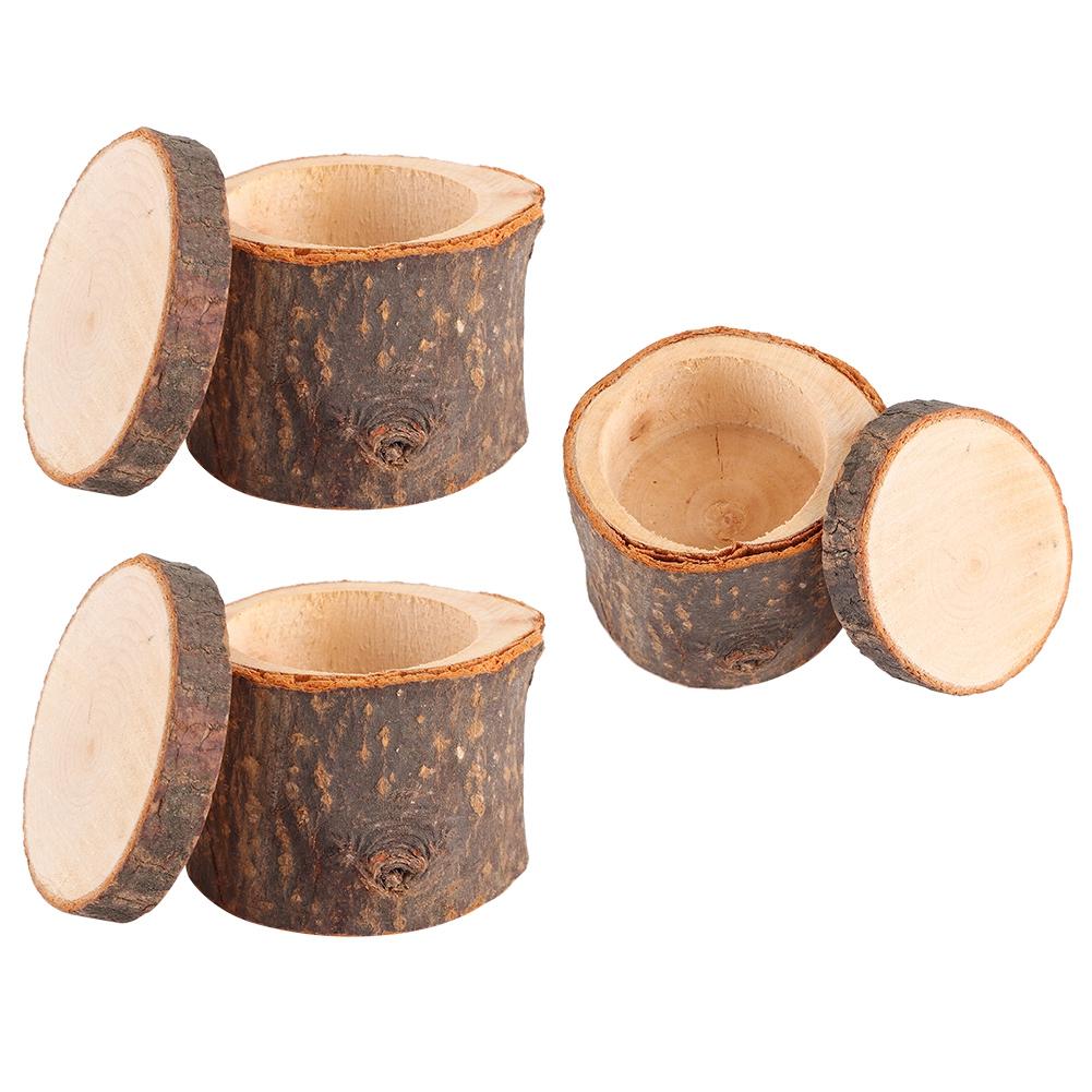 3 Stück Set Holzringbox DIY Rustikaler Eheringhalter Träger Behälter Etui für Valentinstag Jubiläum