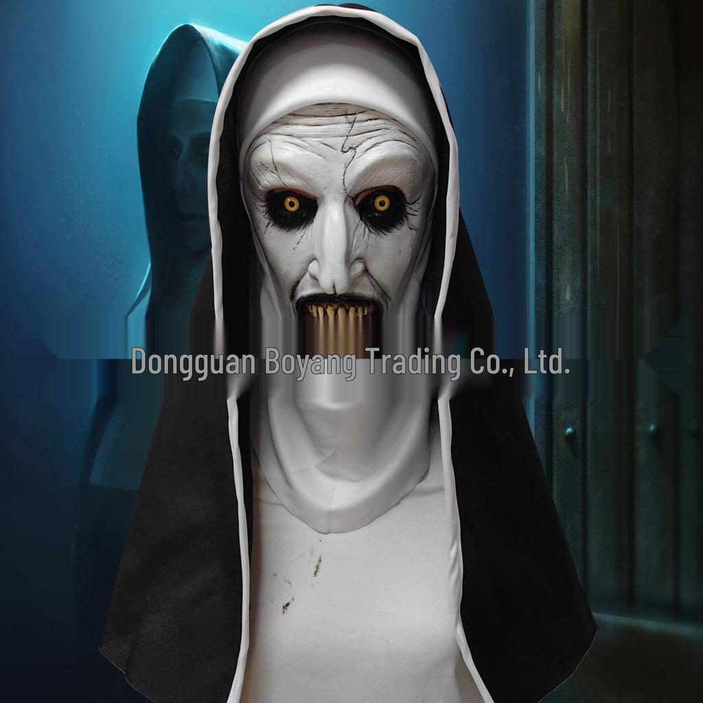 Halloween Scary Nun Latex Mask and Headdress