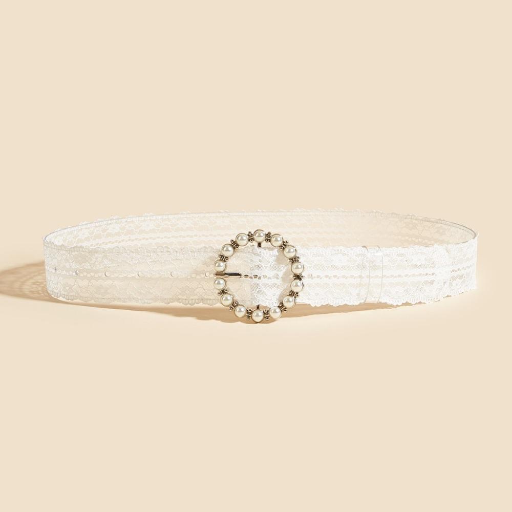 

Unique Design White Floral Lace Waist Belt Adjustable Leather Waist Belt Fashion Accent Decor Accessory Jeans Belts For Jeans білий